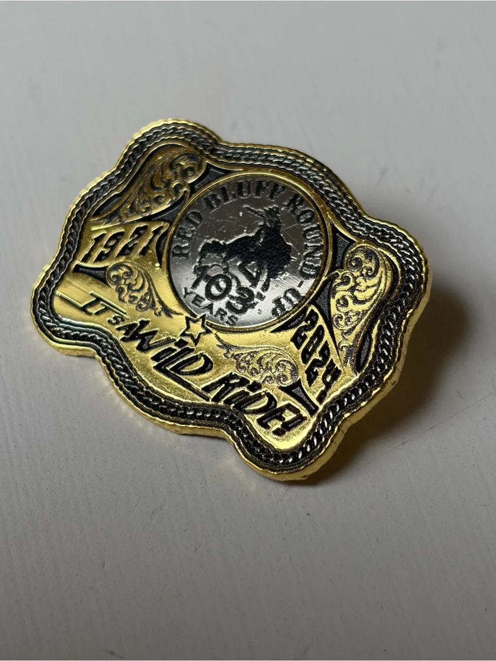 Symbol Arts Ogden Utah Western Wild Ride Gold-Tone Rodeo Tac Hat Lapel Pin